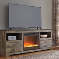 Signature Design by Ashley Trinnell 63 Inch TV Stand with Electric Fireplace - Sample Room View
