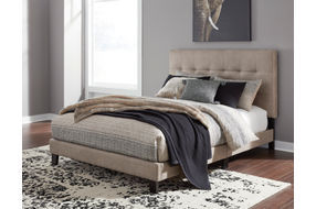 Signature Design by Ashley Adelloni Queen Tufted Upholstered Bed - Light Brown - Sample Room View