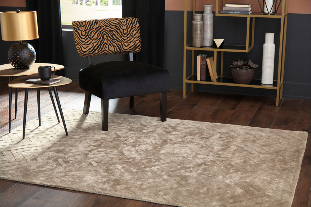 Signature Design by Ashley Kanella Gold Indoor Accent Rug - Sample Room View