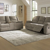 Signature Design by Ashley Draycoll Pewter Reclining Sofa and Loveseat - Room View