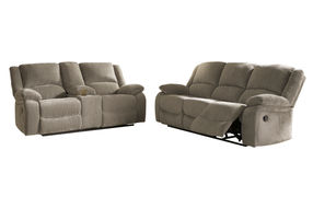 Signature Design by Ashley Draycoll Pewter Reclining Sofa and Loveseat