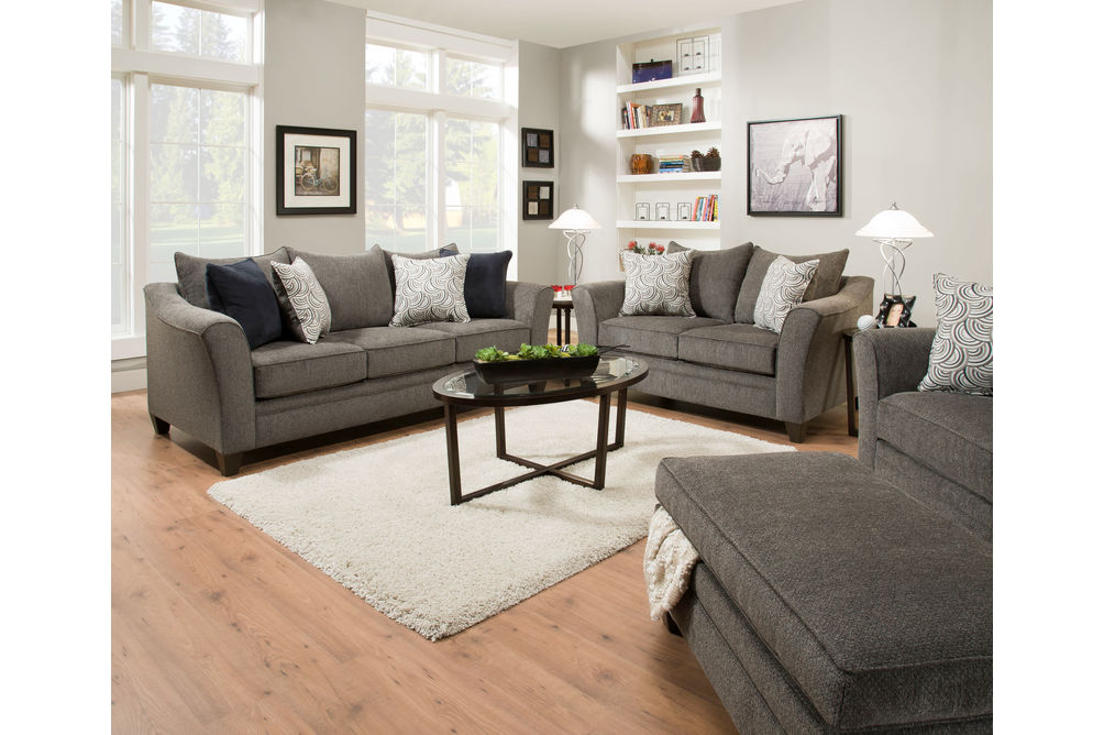 Lane Furniture Albany-Pewter Sofa & Loveseat - Sample Room View