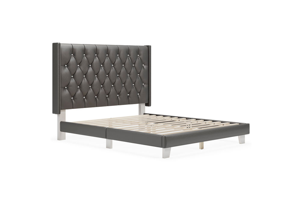 Signature Design by Ashley Vintasso Queen Tufted Upholstered Bed - Gray -  Frame View
