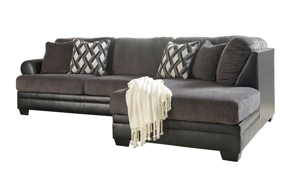 Benchcraft Kumasi-Smoke Sofa Sectional with Chaise 