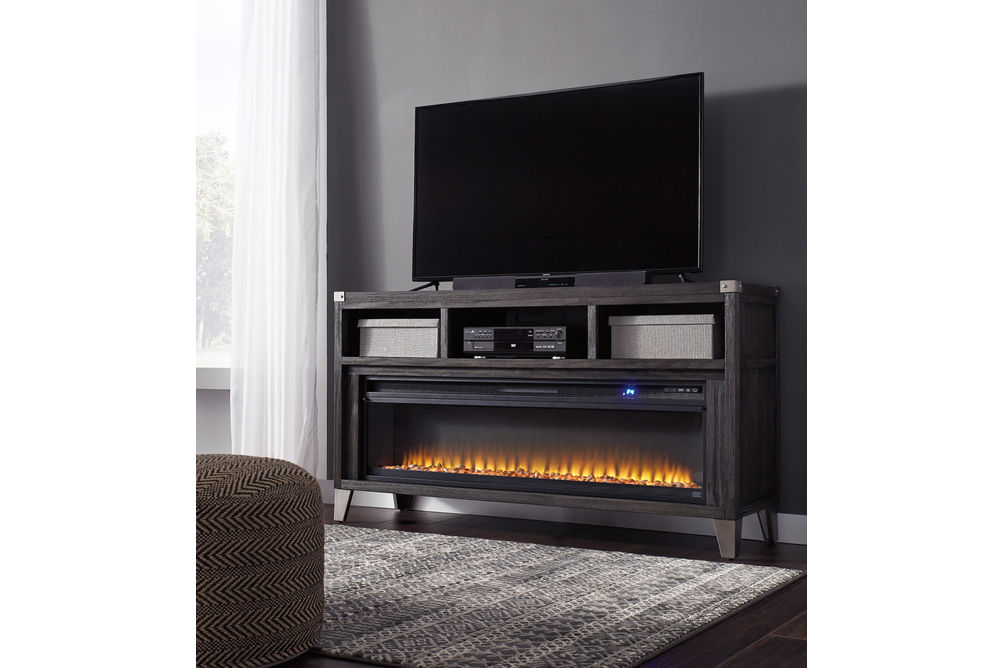 ENSTVER Mueble para televisores de hasta 65 pulgadas con chimenea eléctrica  incluida. Consola para televisor y guardar medios para la sala (color
