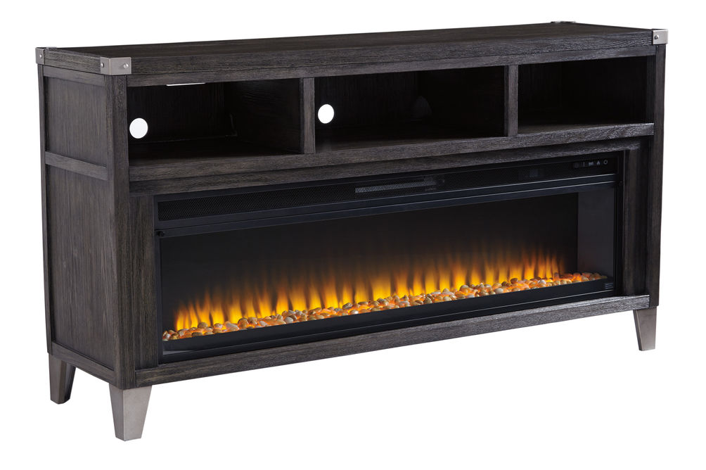 Muebles de Salón para TV 260x186x35cm Para TV hasta 65 Chimenea eléctrica  Cemento