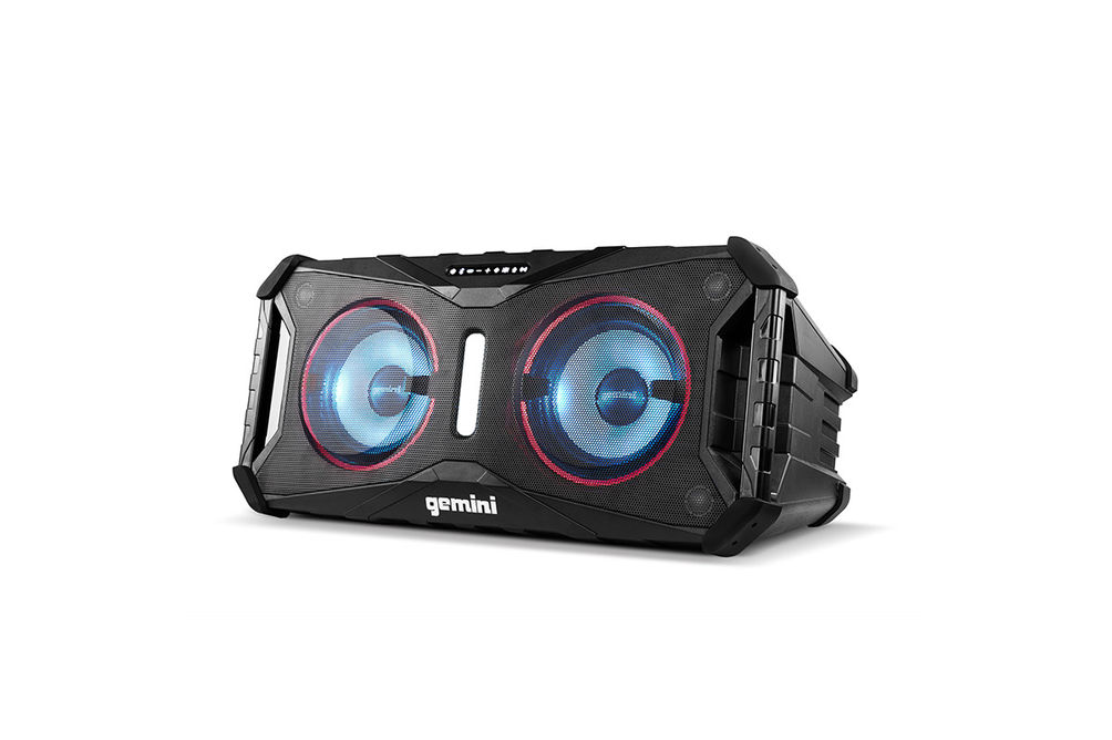 Gemini Sound Splash 800 Floating Speaker Black - Side View with LED Lights