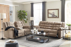 Signature Design by Ashley Workhorse Reclining Sofa and Loveseat - Sample Room View