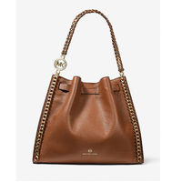 Michael Kors Mina Large Leather Shoulder Tote - Luggage