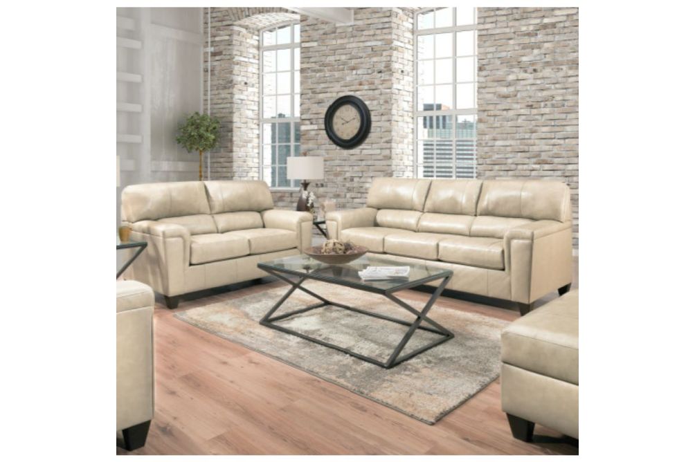 United Furniture Industries- Cream Sofa and Loveseat- Sample Room View