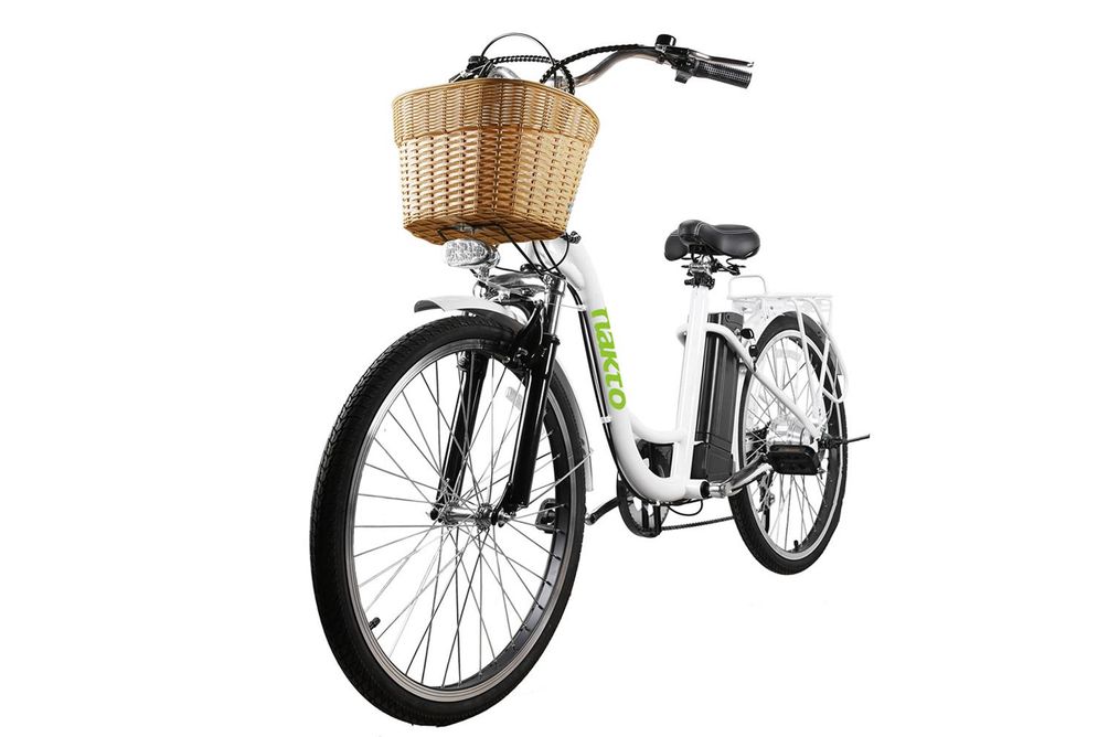 NAKTO Camel White 26 Inch Women's City Electric Bike - Side View