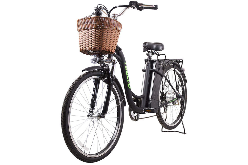 NAKTO Camel Black 26 Inch Women's City Electric Bicycle - Side Angle View