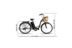 NAKTO Camel Black 26 Inch Women's City Electric Bicycle - Specs