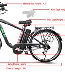 NAKTO Camel Black 26 Inch Men's City Electric Bicycle - Specs