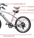 NAKTO 26 inch Santa Monica 500W Electric Bicycle - Dimensions