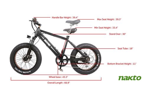 NAKTO 20 Inch Discovery Fat-Tire Electric Bike - Specs