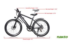 NAKTO 26 Inch Ranger Electric Mountain Bike - Specs