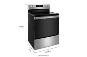 Whirlpool Stainless 5.3 Cu. Ft. Electric Range with 5-in-1 Air Fry Oven - Side View and Dimensions
