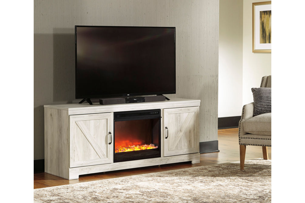 Signature Design by Ashley Bellaby 63 Inch TV Stand with Fireplace - Sample Room View