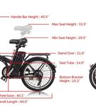 NAKTO 20 Inch Fashion Black Folding Electric Bicycle - Dimensions
