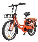 NAKTO 20 Inch Pony Orange City Cargo Electric Bike - Side Angle View