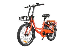 NAKTO 20 Inch Pony Orange City Cargo Electric Bike - Side Angle View