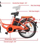 NAKTO 20 Inch Pony Orange City Cargo Electric Bike - Dimensions