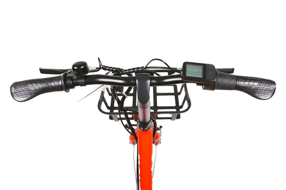 NAKTO 20 Inch Pony Orange City Cargo Electric Bike - Handlebars with LCD Display