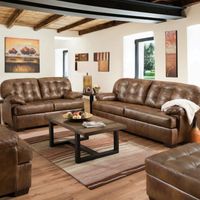 United Furniture Industries Soft Touch Chaps Sofa and Loveseat- Sample Room View