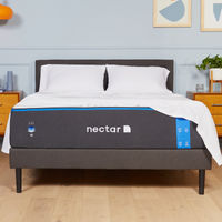 Nectar Full Upholstered Platform Bed Grey - Sample Room View