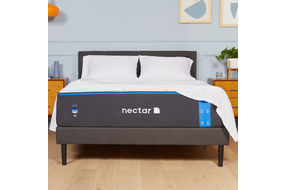 Nectar Full Upholstered Platform Bed Grey - Sample Room View