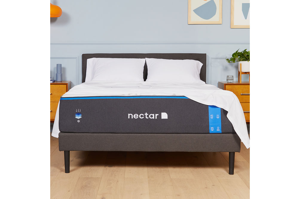 Nectar Queen Upholstered Platform Bed Grey - Sample Room View