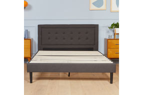 Nectar Queen Upholstered Platform Bed Grey - Headboard and Frame