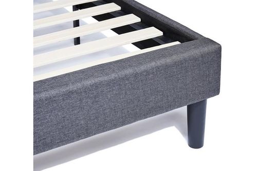 Nectar Queen Upholstered Platform Bed Grey - Frame and Slats