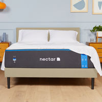 Nectar Full Upholstered Platform Bed in Linen - Sample Room View