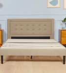Nectar Queen Upholstered Platform Bed in Linen - Headboard with Frame