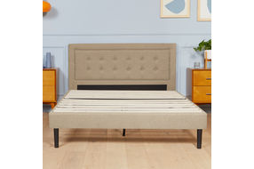 Nectar King Linen Upholstered Platform Bed - Headboard and Frame