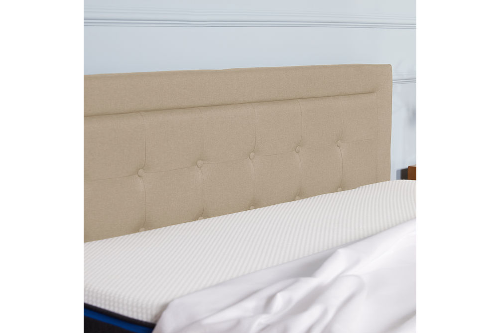 Nectar King Linen Upholstered Platform Bed - Headboard