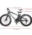 NAKTO 26 Inch Black Cruiser Fat Tire Electric Bike - Specs