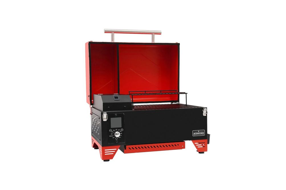 ASMOKE Pellet Grill 8 in 1 Red Portable Smoker - Open View