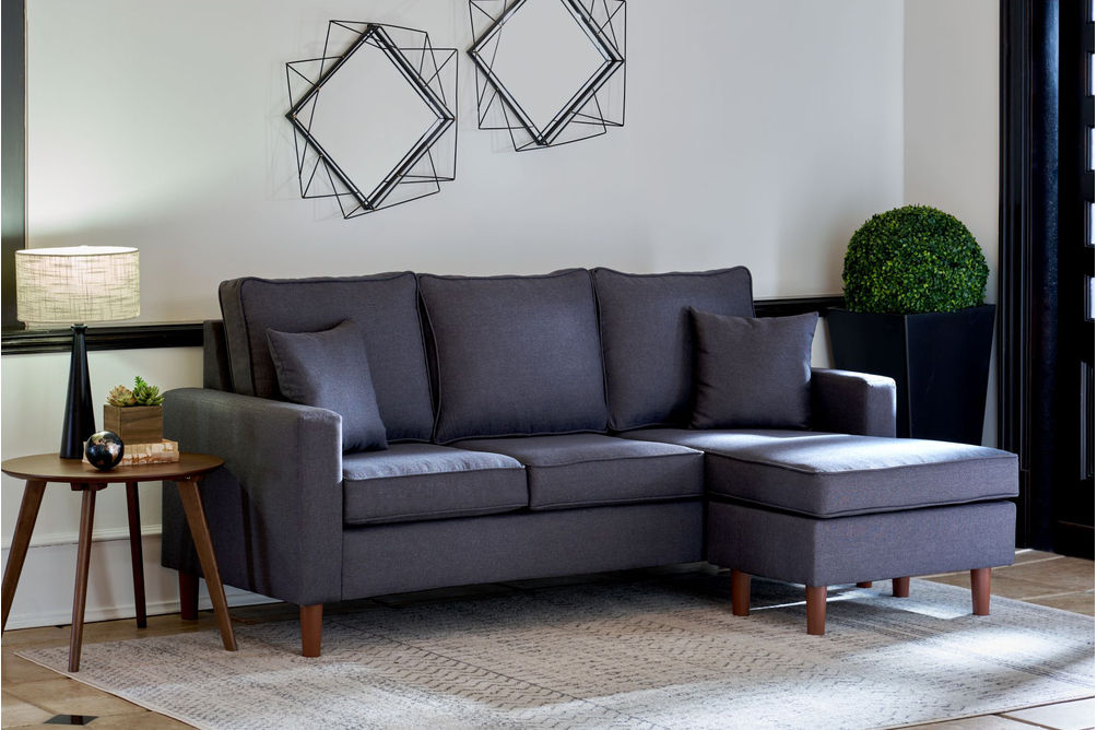 Elements Furniture Volaris-Dark Grey 2-Piece Mini Sectional - Sample Room View