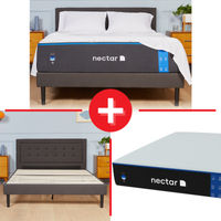 Nectar Classic 12 Inch King Memory Foam Mattress + Grey Platform Bed