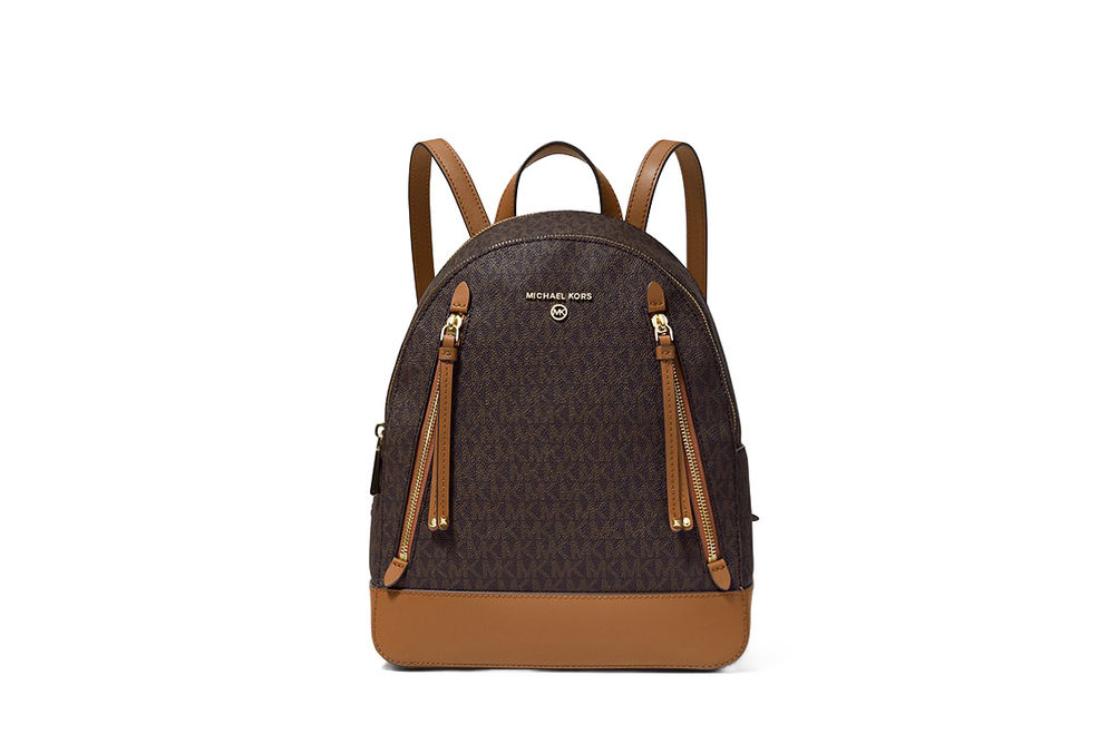 Michael Kors Brooklyn Medium Backpack- Brown Logo