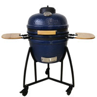 Lifesmart 18 Inch Blue Kamado Ceramic Grill with Accessory Package