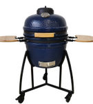 Lifesmart 18 Inch Blue Kamado Ceramic Grill with Accessory Package