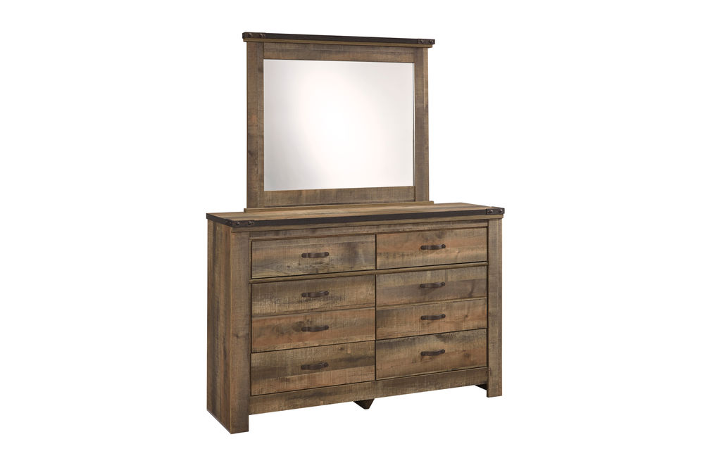 Signature Design by Ashley Trinell 4-Piece King Panel Bedroom Set - Dresser and Mirror