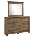 Signature Design by Ashley Trinell 4-Piece King Panel Bedroom Set - Dresser and Mirror