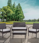 OSC Designs Black Rattan 4-Piece Patio Set with Grey Cushions