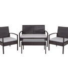 OSC Designs Black Rattan 4-Piece Patio Set with Grey Cushions - Alternate View