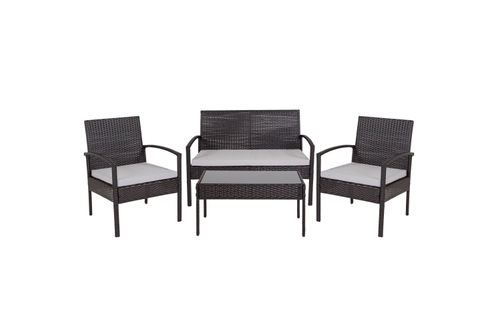 OSC Designs Black Rattan 4-Piece Patio Set with Grey Cushions - Alternate View